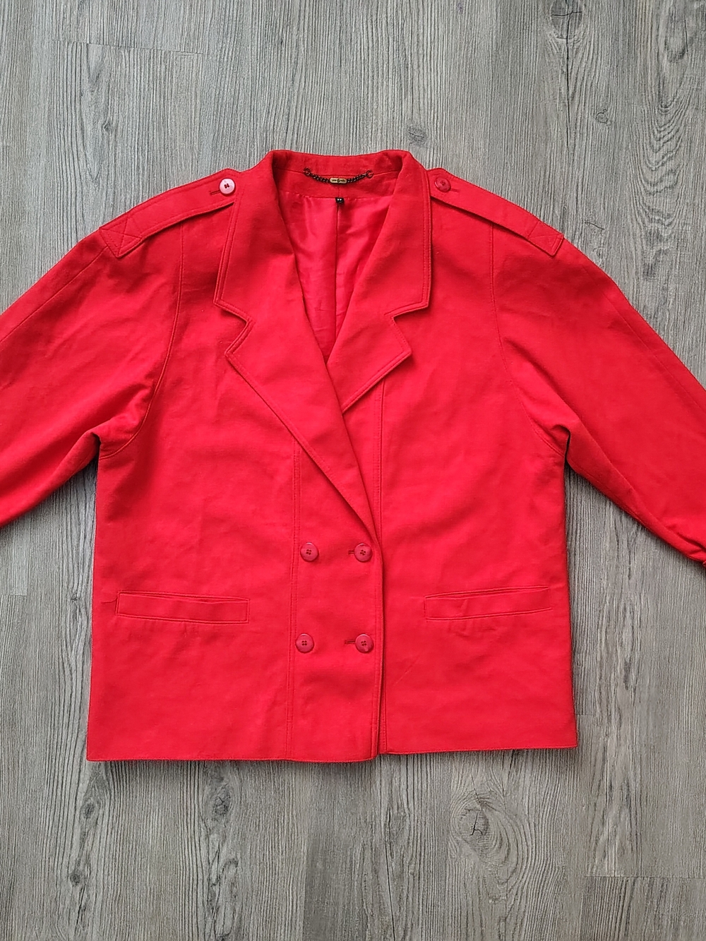 Your Sixth Sense Women's Bold Red Velvet Oversized Blazer Size L Statement Peice